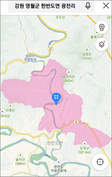 영월군 한반도면 광전리 구역도