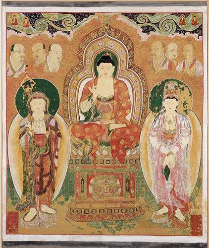 3학년 단체작, 무위사 극락전 후불벽화(無爲寺 極樂寶 後佛壁畵) 119X142.8cm,토벽채색, 2021
