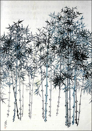 이응노 <죽(竹)>, 한지에 수묵담채, 291.5×205.5cm, ADAGP, Paris – SACK, Seoul, 2016
