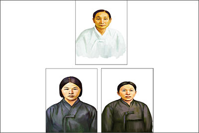 부춘화 선생(위), 김옥련 선생(아래 왼쪽), 부덕량 선생