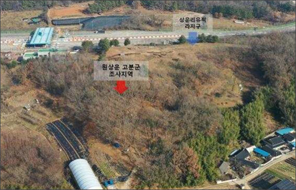 완주 상운리 원상운 고분군 발굴 조사지역 원경