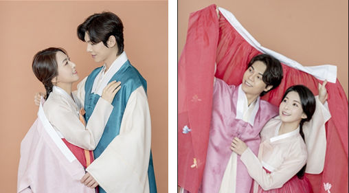 춘향 역 이소연 × 몽룡 역 김준수(왼쪽), 춘향 역 김우정 × 몽룡 역 김수인
