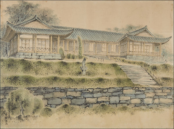 '이화학당 한옥교사' 그림, 1958년 ∥ 이화박물관 ∥ 목불 장운상(1926-1982)