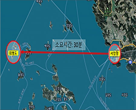 외병도 위치(진도 서망항 직선거리 18 km)