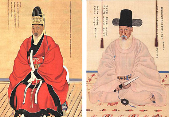 살짝곰보와 사팔뜨기 눈까지 그대로 그린 채제공 초상, 65살 때(왼쪽)/73살 때