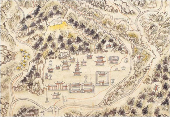 순조 태봉도 / 법주사 전경과 거북바위(상단)