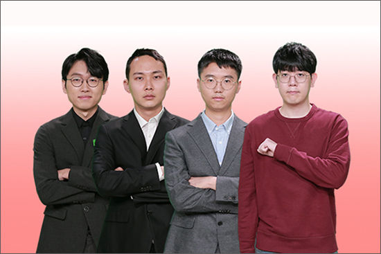  농심신라면배 3연패 사냥 에 태극마크를 단 선수들 신진서, 박정환, 변상일, 강동윤(왼쪽부터)