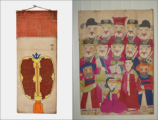 번, 56 × 31.5, 목아박물관, 20세기(왼쪽) / 십대왕도, 107 × 75, 목아박물관, 20세기