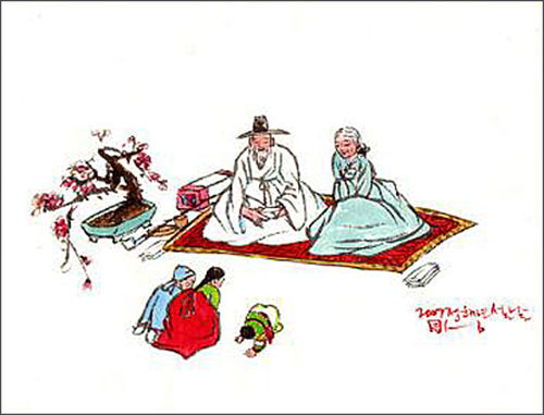 한복 입고 세배하기(그림 이무성 작가)