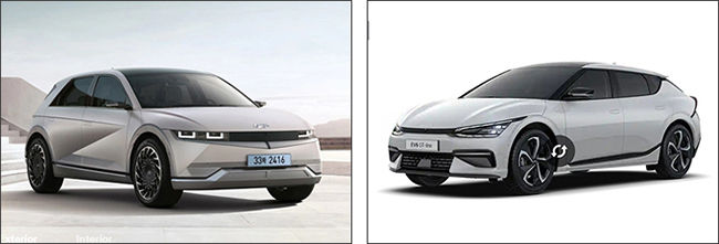 현대 전기차 IONIQ 5(왼쪽), 기아 전기차 EV6
