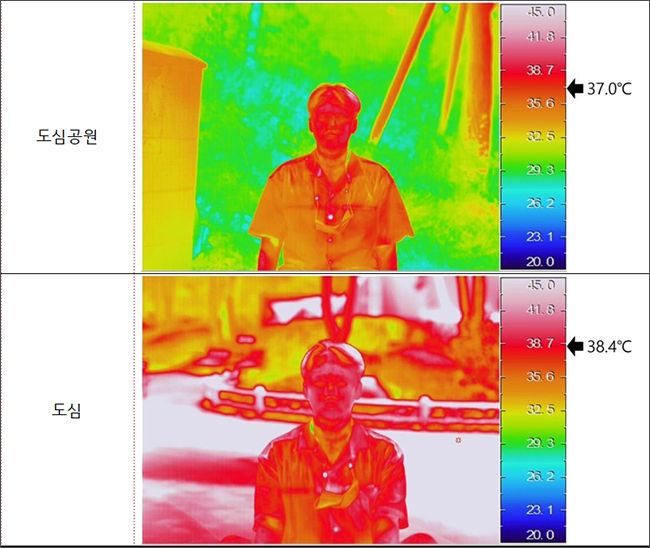숲속놀이터, 도심공원, 도심에서의 얼굴표면온도 측정