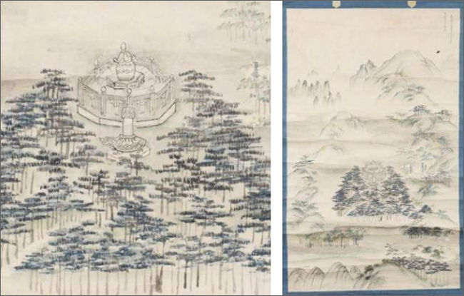 <헌종 태봉도> 전체(왼쪽), 태실 모습(왼쪽)