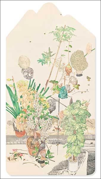 진민욱_작은 은거_변형 비단캔버스에 수묵채색_172.5×90cm_2021