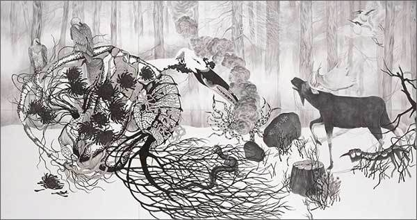 <em>이승애 '</em>1979', 2010, 종이 위에 연필, 162.6 × 304.8 cm (6pcs)