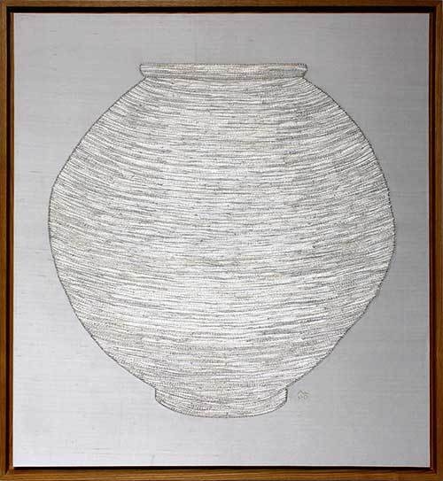 한승희, ‘복이 차 오른다 (복항아리)’, Silk, Silk thread, Silver thread, 64x70x3cm, 2021.