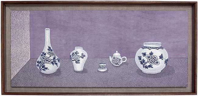 한승희, '나의 박물관(My Museum)', Silk, Silk thread, 83x40x4.3cm, 2022.