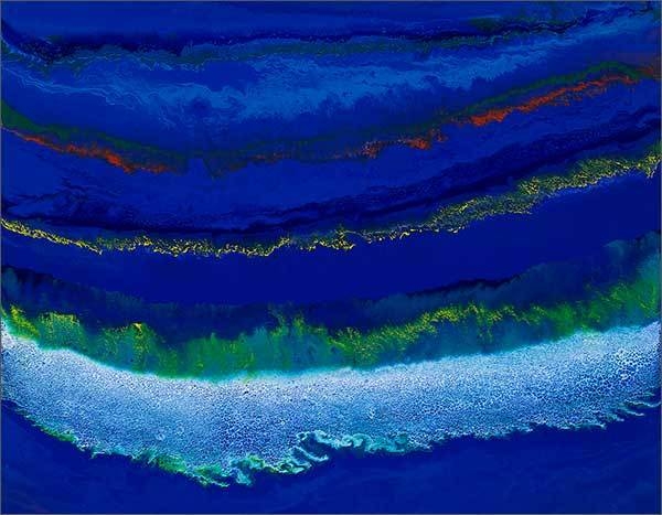 김경미, '어머니의 바다 8-1'(Mother's Sea), Mixed media on canvas, 91.0x116.8x5cm, 2022.