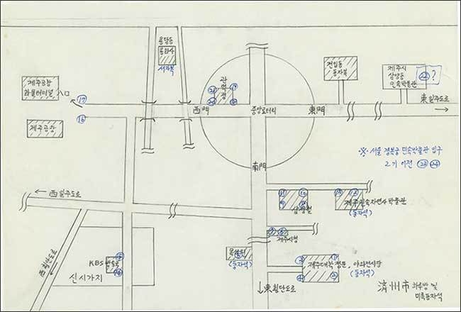 제주도 돌하르방 분포 실측도, 종이 1987년, 이종철 기증
