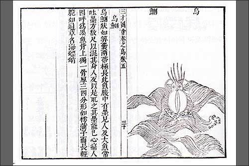 소문사설(謏聞事說)의 ‘‘오징어묵계’ 부분, 《소문사설》은 펴낸이가 이시필(李時弼)이라는 설과 이표(李杓)라는 두 가지 설이 있다.