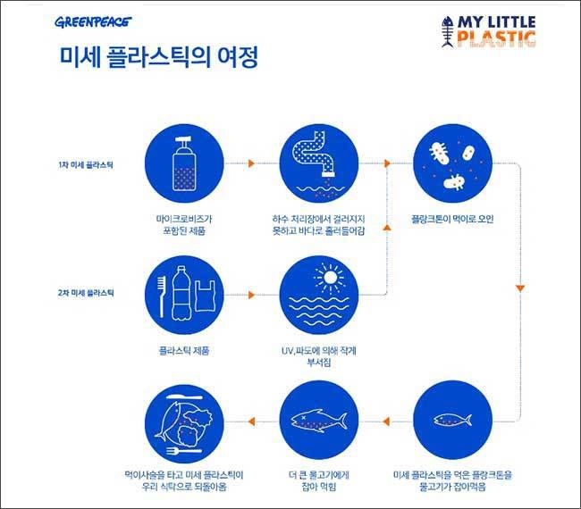 미세 플라스틱의 순환 (출처: Greenpeace //brunch.co.kr/@greenpeacekorea/107)