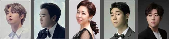 베이스 손태진, 테너 존노, 메조소프라노 신현선, 바이올리니스트 대니구, 피아니스트 문재원(왼쪽부터)