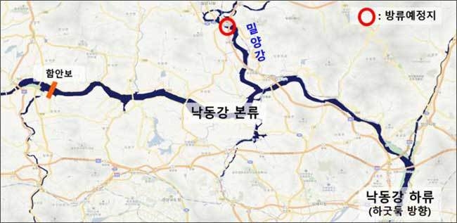 낙동강 지류에 어린 연어 30만마리 방류 지도