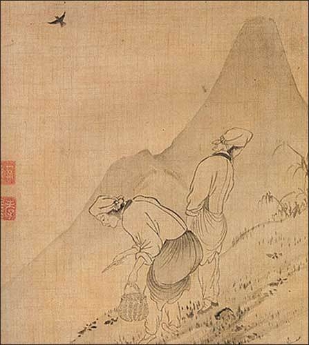 윤두서 <나물캐기>, 30.2×25cm, 녹우당