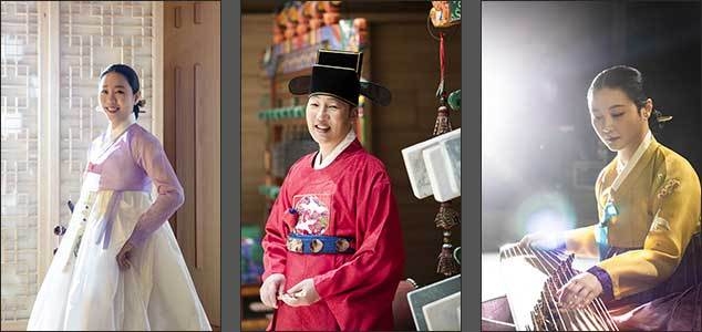 민속악단 ‘김정림’, 정악단 ‘고우석’, 정악단 ‘김윤희’’(왼쪽부터)