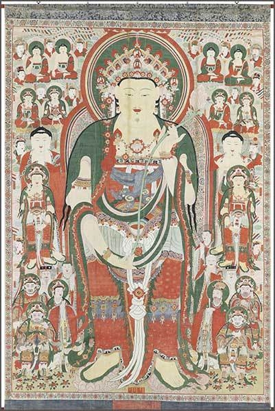 청양 장곡사 괘불 / 철학 등 5인, 조선 1673년, 삼베에 색, 전체크기 895.8×585cm, 청양 장곡사, 국보