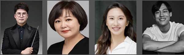 <정오의 음악회> 5월 출연진 / 지휘┃박천지, 해설┃이금희, 위촉 작곡┃이고운, 협연┃최재림(왼쪽부터)
