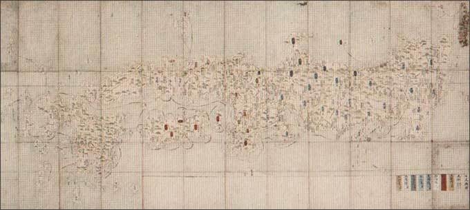 <일본여도(日本輿圖)>, 윤두서(1668~1715), 18세기 초, 종이에 색, 녹우당(보물)