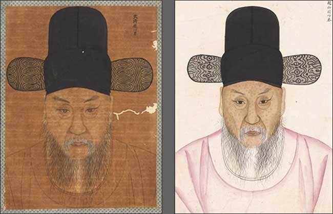 조심태 초상 유지초본(왼쪽), 조심태 초상 시복본