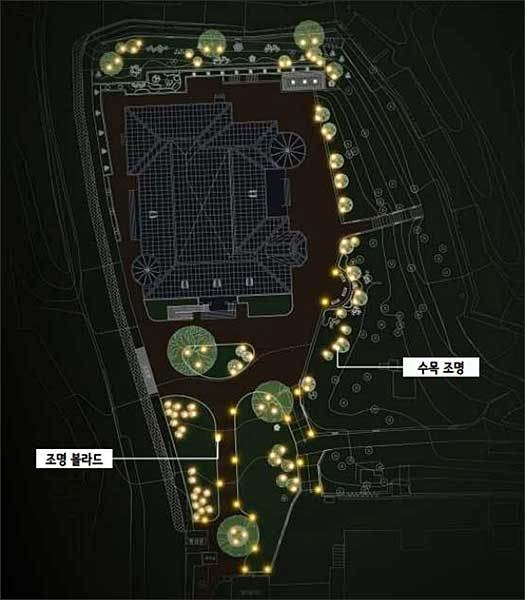 돈덕전 경관 조경조명 조감뷰