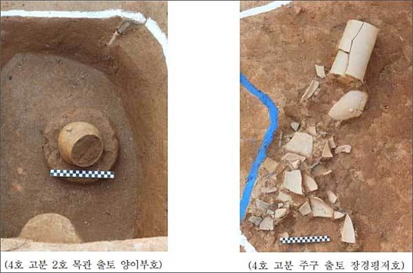 완주 원상운 4호 고분 유물 출토상태