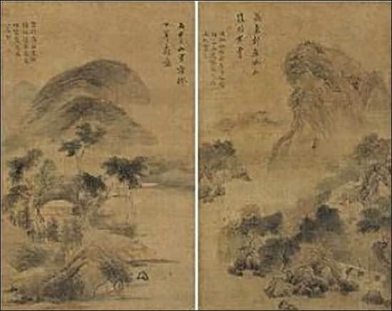 Lot. 79, 북산 김수철, 우봉 조희룡, 대산 강진, (나고죽음 모름, 1789-1866, 1807-1858,) , ink and color on silk, 33.7×53.5cm(each), 2000만원-4000만원
