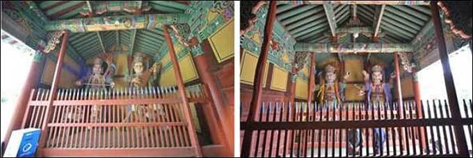 <고흥 능가사 목조사천왕상> 동방지국천왕, 북방다문천왕(왼쪽) / 서방광목천왕, 남방증장천왕