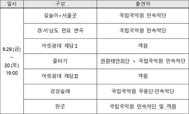 2023 국립국악원 한가위 공연 ‘휘영청 둥근 달’ 세부 내용