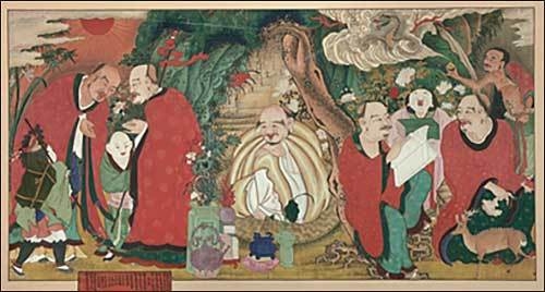 <보현사 십육나한도>, 철유(喆侑) 등 6명, 조선 1882년, 월정사성보박물관