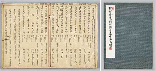 《북원수회첩(北園壽會帖)》 표지 및 좌목