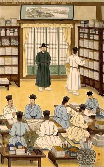 집현전 악사도(세종대왕기념사업회 제공)