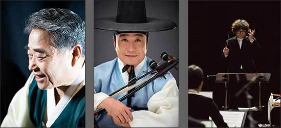 피리 이종대 부산대학교 명예교수, 해금 이동훈 전북대학교 교수, 지휘 권성택 국립국악원 창작악단예술감독(왼쪽부터)