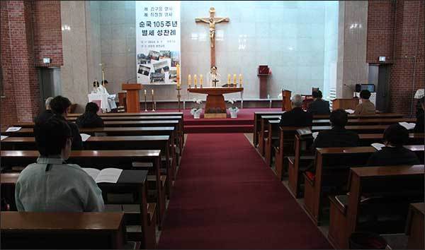 김구응, 최정철 열사 순국 105주기 별세 성찬례가 천안 성공회 병천교회에서 열렸다.