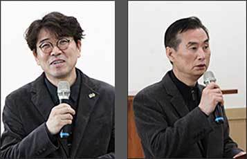 이날 출범식에서 인사말을 한 김종수 추진위원회 공동 위원장(왼쪽), 김운식 유족대표