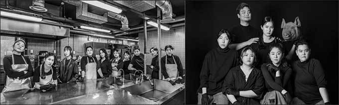 <맥베스> 전체 출연진(왼쪽), <맥베스> 농인 배우 출연진
