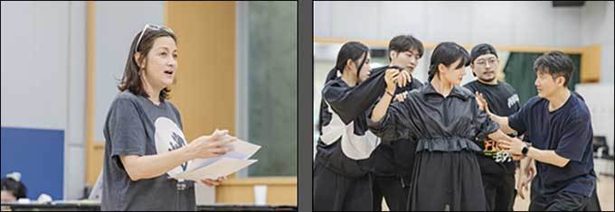 연출ㆍ극본ㆍ음악감독의 박칼린(왼쪽), <만신 : 페이퍼 샤먼> 연습 현장