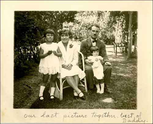 아서와 캐슬린, 패트리샤, 아일린 가족 모두를 찍은 1928년 사진