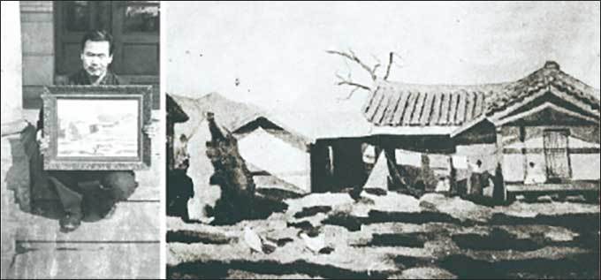 1952년 <봄이 오다>를 들고 있는 박수근