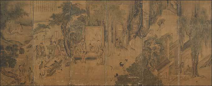 도1. <서원아집도(西園雅集圖)>, 김홍도(金弘道, 1745-1806 이후), 조선 1778년, 비단에 엷은 색, 보물