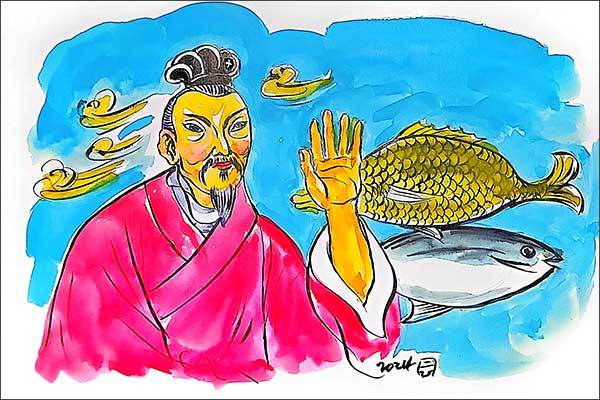 생선을 좋아하던 공의휴는 생선 선물을 받지 않았다.(그림 이무성 작가)