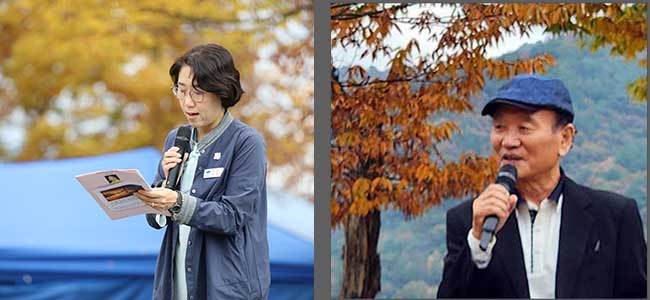 전진선 양평군수으이 축사를 대신 읽는 지주연 부군수(왼쪽),, 축사를 하는 단국대 서한범 명예교수
